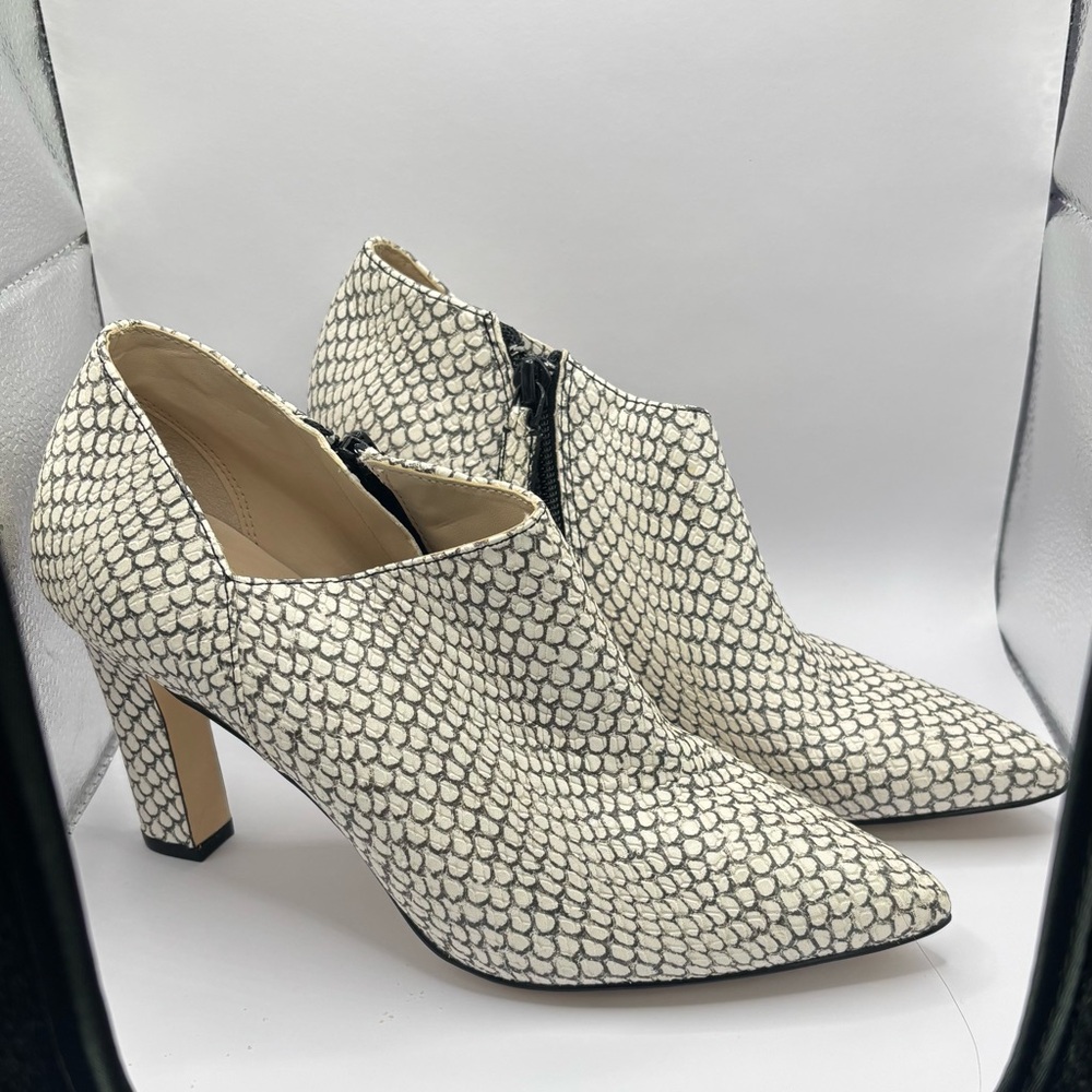 Cole Haan Black and White Patterned Heeled Boots